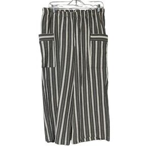 Soft Surrounding Women's Loose Fit Striped pull- On Lagenlook  Pants Gray